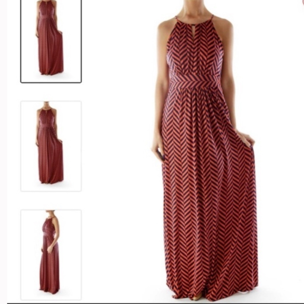 Loft Orange Navy Maxi Dress